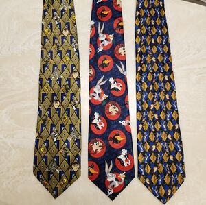 3pc vintage looney tunes neck tie lot